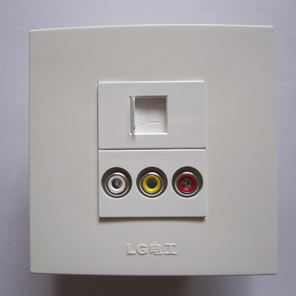 Brand New RJ45 + 3AV Audio And Video Socket Panel Easy Install Wall Plug For