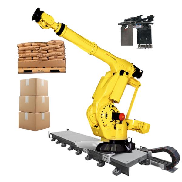 Quality Programming FANUC 6 Axis Industrial Robotic Arm Picking And Palletizing Workstation High Payload 400kg Handling wholesale