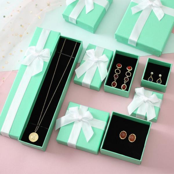 Custom Luxury Black Jewelry Packaging Paper Necklace Ring Earring Boxes Lid and Base Jewellery Set Case Cardboard Gift Box with Foam Insert