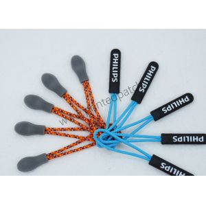 China 3D Raised Logo TPU Plastic Zipper Puller OEKO Rubber Zip Puller on sale