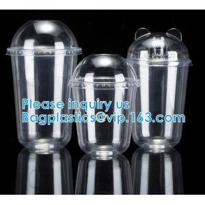 China U Shaped Creative Disposable Plastic Cup Transparent Beverage Juice Coffee Tea Takeaway Packaging Cups With Lid on sale