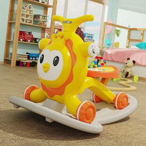 Multifunction Children's Pink Scooter with Walker Function and Shake a Horse