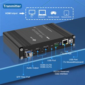 4K 60Hz HDMI KVM Fiber Extender with RS232/RS485 KVM Bidi IR TCP/IP 4:4:4 Chroma