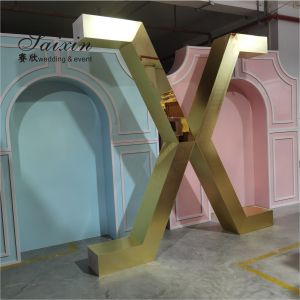 Factory sale hexagon mirror acrylic arch backdrop for event stage decoration