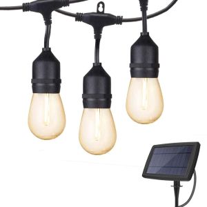 Cheap Shatterproof Yard Fence 48ft LED Solar Bulb String Lights for sale