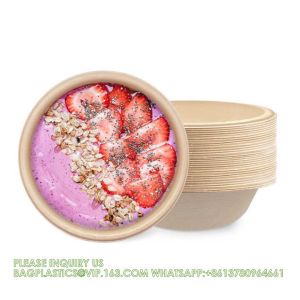 12oz 24oz 32 Oz Sugarcane Bagasse Biodegradable Disposable Compostable Round