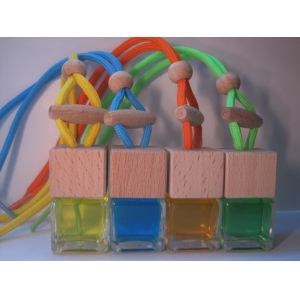 8ml square glass perfume bottle with strings for hanging in car ,home,restroom.
