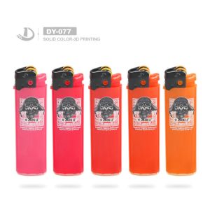 Solid Color Refillable Flint Gas Lighter with En13869 Certification 8.07*2.26*1
