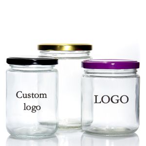 China Custom Logo Recyclable 180Ml 250G Transparent Honey Jam Food Honey Storage Round Glass Container Glass Jar With Metal Lid on sale