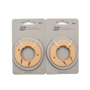 Grey Walrus Shaped Silicone Beech Wooden Teething Rings BPA Free