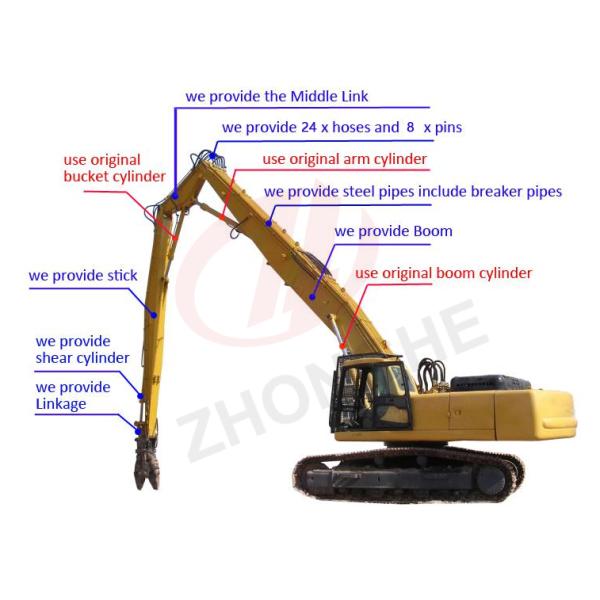 High Reach Demolition Equipment Boom Arm Multi Functional Excavator Boom