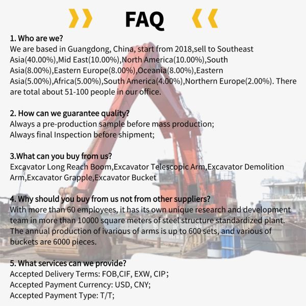 Excavator Long Reach Boom and Arm Extended Boom Arm in 15m 16m 17m 18m Sizes for Construction Machinery Parts