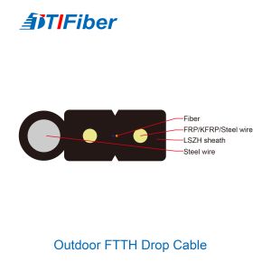 Optical Ftth Fiber Drop Cable 2 / 4 / 6 / 8 Core Single Mode Outdoor Indoor