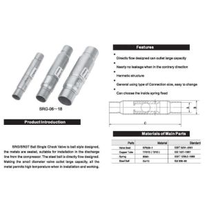 SRG-06 Refrigeration Brass Check Valve Ball Single Check Valves