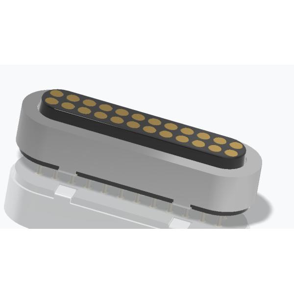 Double row 24pin male female pogo pin connector with magnet magnetic connector