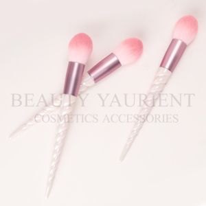 Plating Spiral Handle Powder Single Makeup Brush With Pink Ferrule