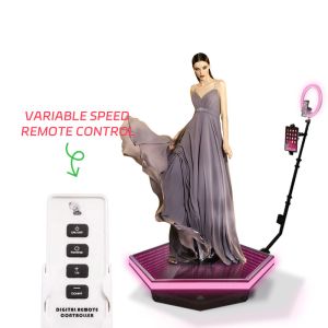 Wireless Control 360 Rotating Photo Booth 115cm With Ring Light RGB