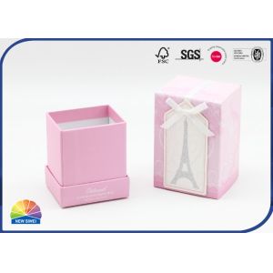 Rigid Handmade Paper Gift Box With Bow Ribbon Shimmering Powder