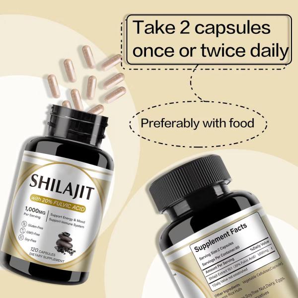 Wholesale Resin himalayan Shilajit tablet rich in humic acid and 85 minerals enhance male strength Shilajit capsule