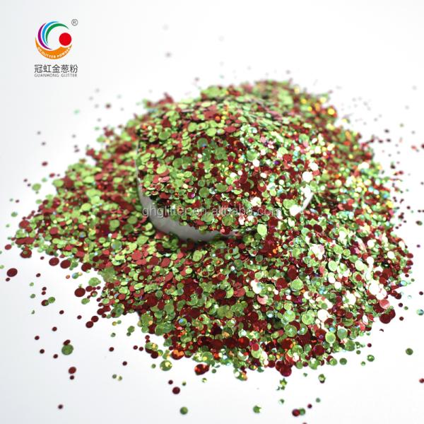 GW002 Bulk Polyester Glitter Chunky Mixed Shapes Starry Glitter Powder for Nail Art Body Decoration Print Method Colors
