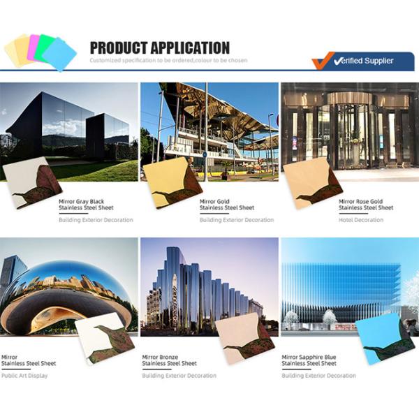 Grand Metal 201 Decorative Mirror Finish SS Sheet In PVD Color Coated 2438mm Length