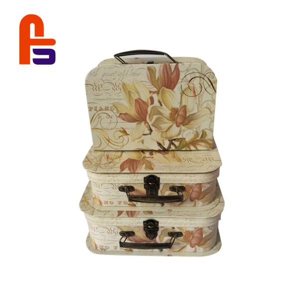 Quality Flowery Pattern Small Gift  Packing  Light Weight Cardboard Suitcase Box wholesale