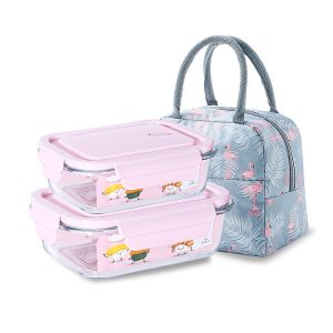 Meal Prep BPA Free Snap Lock 1040ml Glass Food Container