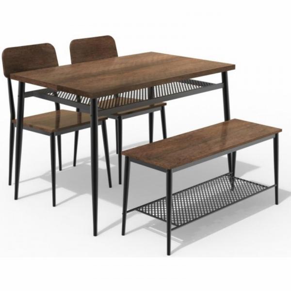 Quality Midcentury Rectangular Rustic Dining Table And Bench Set with 4 chairs wholesale
