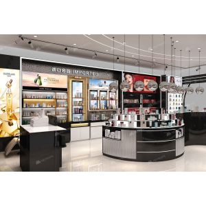 Cheap BKC012 Cosmetic Display Showcase Beauty Booth Beauty Kiosk Design for Makeup Store Decoration for sale