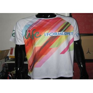 Cheap Polyester White Running Custom Printed T Shirts With Sublimation Printing for sale