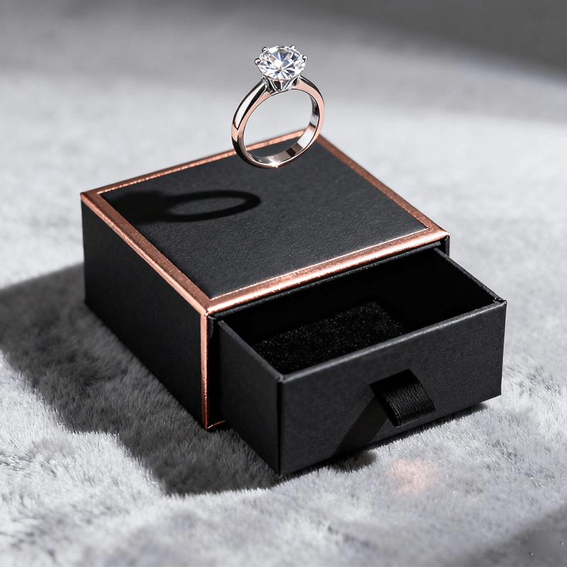 Vintage Luxury Custom Logo Ring Boxes Ivory Board with Sponge Velvet Lining