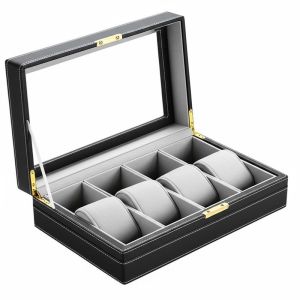 3 Slots Watch Storage Box Leather Orange Color With Velvet Lining