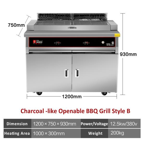 Stainless Steel Electric Commercial Barbecue Grills with Downdraft Exhaust System