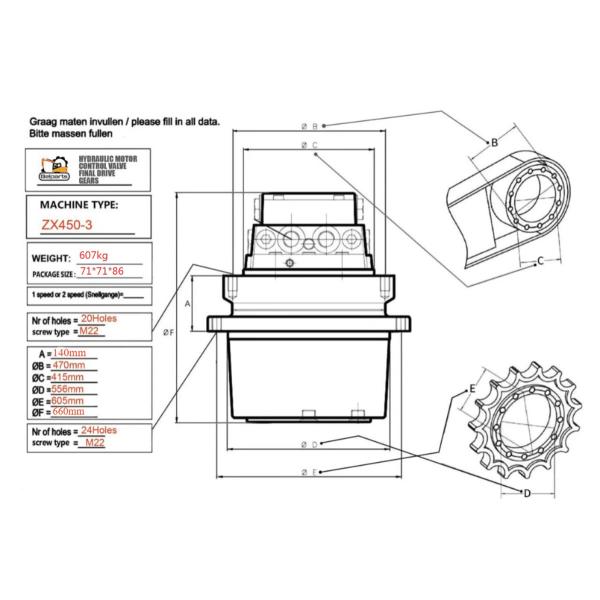 Quality Hitachi ZX450 ZX480 Excavator Travel Motor Gearbox 9186918 9203565 Assembly wholesale