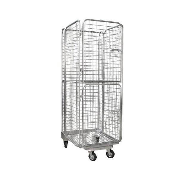 Quality Warehouse Galvanized Foldable Wire Mesh Roll Container /  Material Handling Equipment wholesale