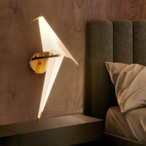LED Bird Design Wall Lamp Bedside Lamp Creative Origami Paper Crane Wall Light