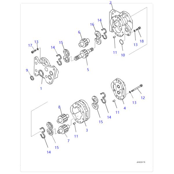 KOMATSU BULLDOZER 375A-5 D375A-5E0 D375A-6 D375A-6R EXCAVATOR PARTS HYDRAULIC GEAR PUMP HYDRAULIC MAIN PUMP ASSY GP-VANE