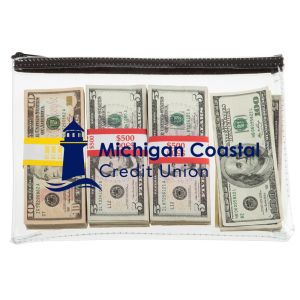 1-COLOR IMPRINTED - CLEAR VINYL ZIPPER BAG - 12W X 8H - QUICK-SHIP