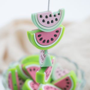 Red Watermelon Shaped Silicone Beads Soft For Baby Teething