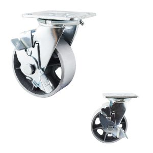 Side Lock 230kg Hollow Core 5 Inch Swivel Heavy Duty Braked Castors With Brake