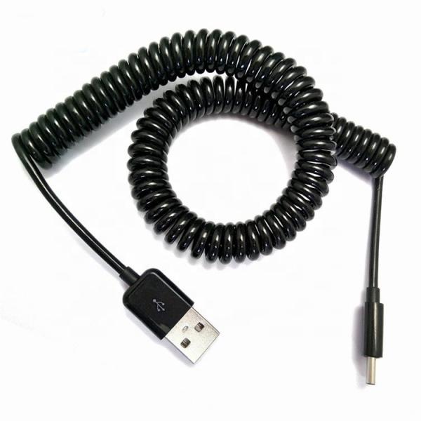 Quality Custom Retractable 1M 2M 3M Data Charging Spiral Coiled Mini USB 5 PIN to USB Charger Cable wholesale
