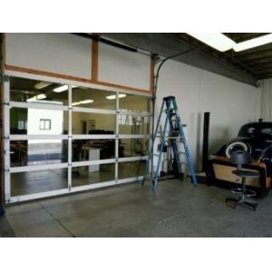 China Section Thickness 40/50mm Industrial Transparent Frame Glass Garage Doors Motor Operate Anti Breaking on sale