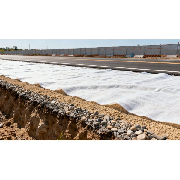 Short Filament Pet Polyester Geotextile Nonwoven Black And White Color Geosynthetic Materials Road Geotextiles