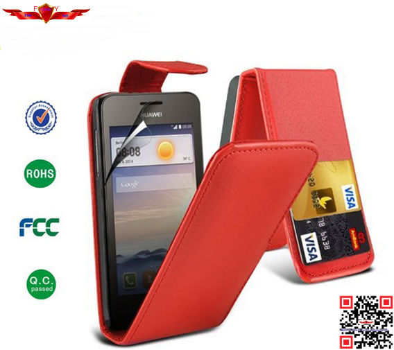 Newest High Level PU Credit Card Flip Cover Case For Huawei Ascend Y330