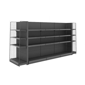 Single-Sided Metal Supermarket Shelf with Powder Coated Finish