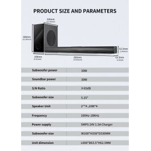 Optical Input Dynamic 2.1CH TV Speaker System With Subwoofer Perfect For Home