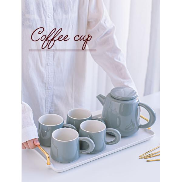 Porcelain Coffee Set With Modern Design Teapot And Cute Tea Mug Cappuccino Latte Cups