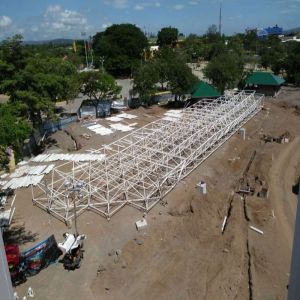 Cheap Q355 Steel Space Frames 0.5mm 0.9mm Construction Steel Structure Roofing for sale