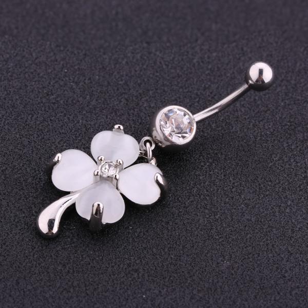 Fashion stainless steel piercing jewelry flower dangle belly button ring for women