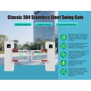 HCW Vertical Turnstile Gate with Facial Recognition Technology Compact Waist